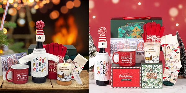 Chollo Set regalo Navidad con velas, taza, calcetines, guantes y más por solo 17,99€ con cupón descuento (-50%)