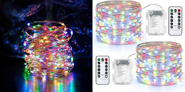 Chollo Pack x2 Guirnaldas de 100 luces LED Qedertek flexibles IP67 por sólo 11,99€ con cupón descuento (-29%)