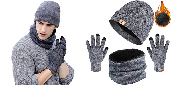 Chollo Conjunto de gorro, bufanda y guantes táctiles unisex por sólo 12,02€ con cupón descuento (-25%)