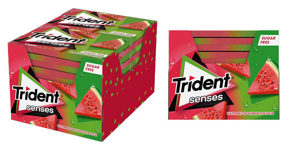 Chollo Pack x12 Paquetes de Chicles sin azúcar Trident Senses Sandía por sólo 7,66€ (22% de descuento)