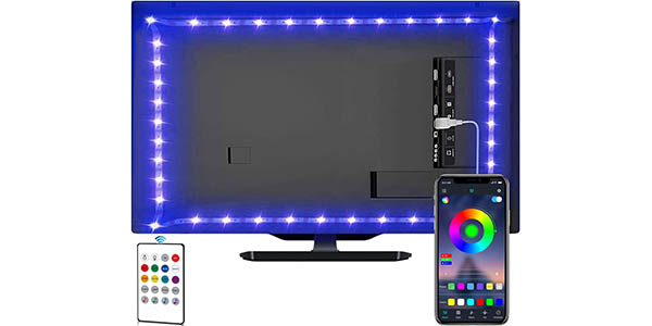 Chollo Tira LED RGB SANSUN de 2 metros con control remoto + App móvil por sólo 8,87€ (19% de descuento)