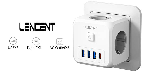 Chollo Regleta Lencent en forma de cubo con 3x tomas AC, 3x USB y USB-C por sólo 18,97€ (-30%)