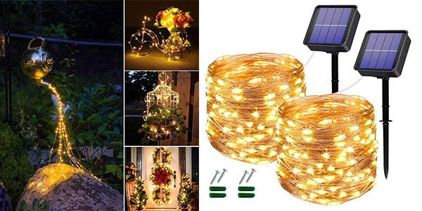 Chollo Pack x2 cadenas de luces LED solares Ourenik por solo 13,59€ (-20%)