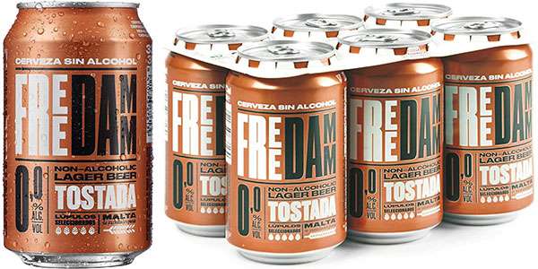 Chollo Pack de 24 latas de cerveza Free Damm Tostada Sin Alcohol de 33 cl por sólo 11,14€ (-37%)