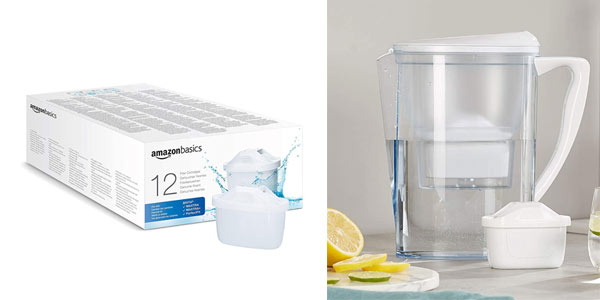 Chollo Pack x12 cartuchos de filtrado de agua AmazonBasics (compatibles con Brita) por sólo 37,93€ con envío gratis ¡A 3,16€ cada uno!