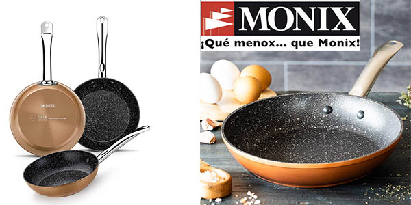 Chollo 3 Sartenes Monix Copper en aluminio forjado por sólo 44,99€ con envío gratis (-36%)