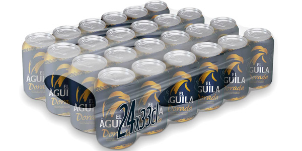 Chollo Pack x24 latas El Aguila Cerveza Lager Especial Dorada de 33 cl por sólo 15,49€ (21% de descuento)