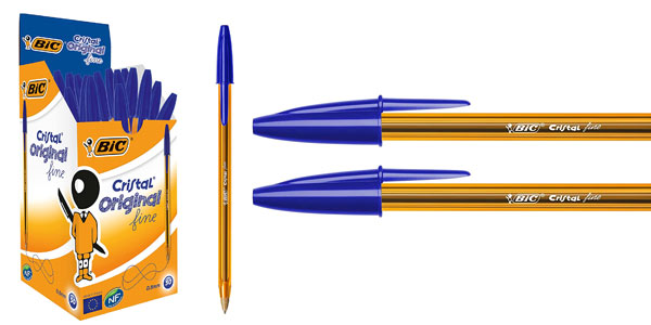 Chollo Pack x50 Bolígrafos BIC Cristal Original Fine de punta fina por sólo 9,93€ (-27%) ¡A 0,20€ cada uno!