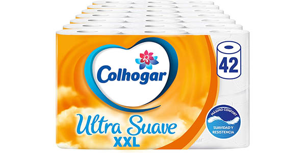 Chollo Pack 42 rollos de papel higiénico Colhogar Ultra Suave XXL por sólo 19,96€ con cupón descuento (-35%) ¡A 0,48€ el rollo!