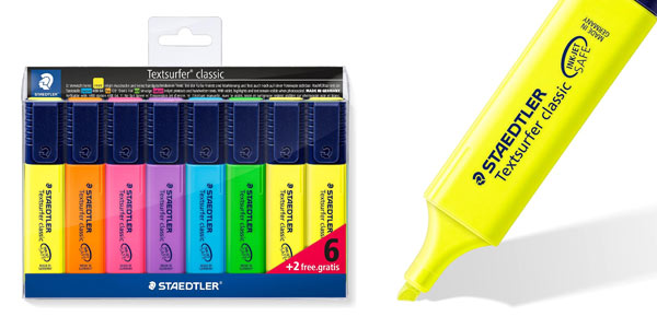 Chollo Pack de 8 marcadores fluorescentes Staedtler 364 por sólo 6,69€ (-35%)