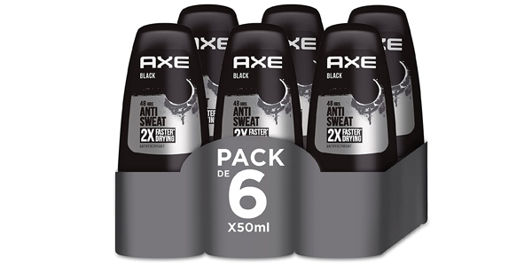 Chollo Pack x6 Desodorantes roll-on AXE Black de 50 ml por sólo 11,17€ (15% de descuento)