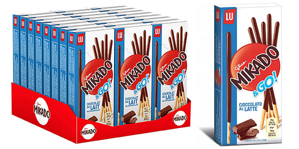 Chollo Pack x24 cajas Mikado Go! de chocolate con leche por solo 18,99€ (38% de descuento)