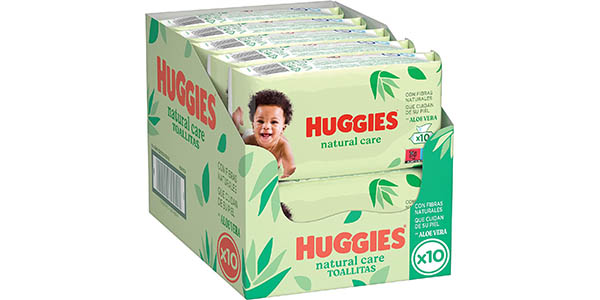 Chollo Pack 560 Toallitas Huggies Natural Care por sólo 12,46€ con cupón (-23%) ¡A 0,02€ la unidad!