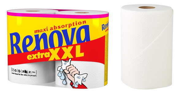 Chollo Pack 6 rollos de cocina Renova Maxi Absorption Extra XXL por sólo 8,10€ con oferta 3×2 (2,70€ el pack de 2)