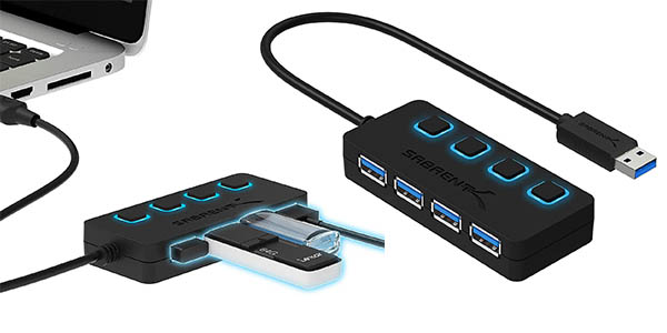 Chollo Flash Concentrador Sabrent USB 3.0 con 4 puertos independientes por sólo 13,99€ ¡Valoraciones top!