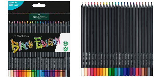 Chollo Estuche de 24 colores Faber-Castell Black Edition (116424) por sólo 11,16€ (-59%)