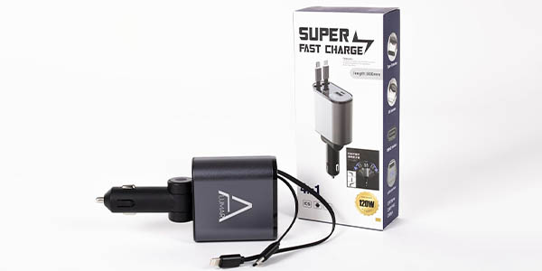 Chollo Cargador de coche USB ALUMAR de 120W con varios puertos y conexiones por sólo 19,99€ (-29%)