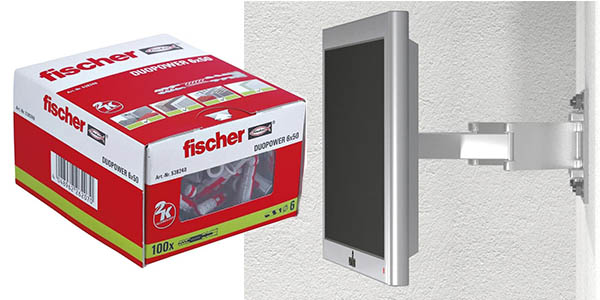 Chollo Caja 100 Tacos Fischer DuoPower Largo para hormigón por sólo 7,30€ (-38%)