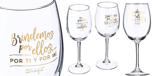 Chollo Set de 2 Copas de Vino Mr. Wonderful para brindar por sólo 14,45€ (31% de descuento)