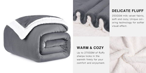 Chollo Manta Sherpa polar reversible de 160 x 200 cm por sólo 17,84€ (-15%)