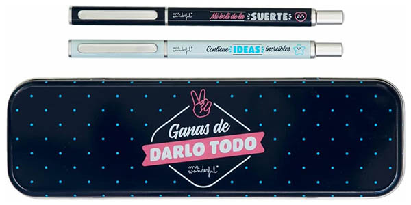 Chollo Estuche con 2 bolígrafos Mr Wonderful Ganas de darlo todo por solo 6€ (65% de descuento)