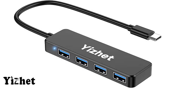 Chollo Hub USB-C Yizhet con 4 puertos USB 3.0 por sólo 4,99€ (38% de descuento)