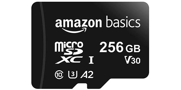 Chollo Tarjeta microSDXC Amazon Basics A2, U3 de 256 GB por sólo 19,10€ y de 128 GB por sólo 9,89€ (-31%)