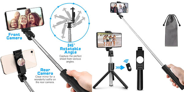 Chollo Palo selfie 3 en 1 con control remoto y convertible en trípode por sólo 7,99€ con cupón descuento (-50%)