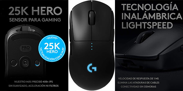 Chollo Ratón gaming inalámbrico Logitech G Pro de 25.600 dpi por sólo 61,72€ con envío gratis y cupón descuento (-65%)