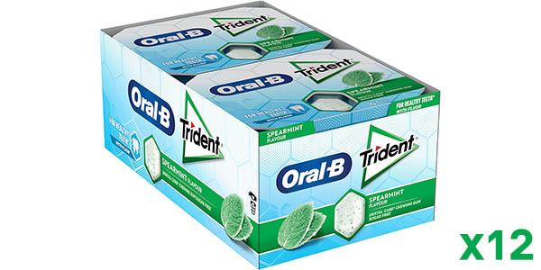 Chollo Pack 12x Paquetes de chicles Trident Oral-B Hierbabuena por sólo 7,51€ (-38%) ¡0,63€ cada paquete!