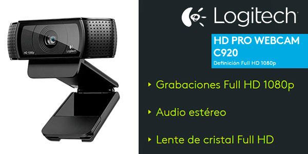 Chollo Logitech HD Pro Webcam C920 (1080p, sensor de 15 MP) por sólo 59,99€ con envío gratis (-48%)