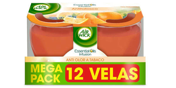 Chollo Pack x12 Velas aromáticas anti tabaco Air Wick por sólo 15,99€ (27% de descuento)