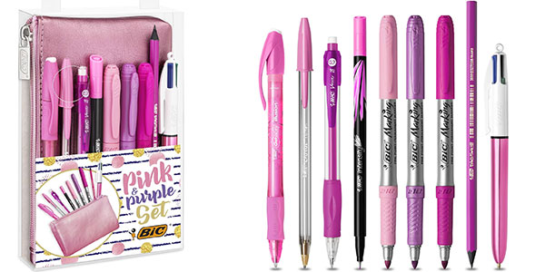 Chollo Set Bic Pink & Purple con estuche y 9 accesorios de escritura por sólo 11,70€ (-24%)