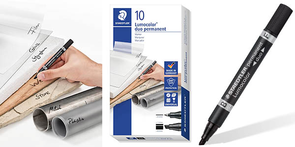 Chollo Caja de 10 rotuladores Staedtler Lumocolor duo permanent de doble punta por solo 6,13€ ¡A 0,60€ cada uno!