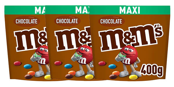 Chollo Pack x3 Bolsas M&M’s chocolate Maxi de 400 g por sólo 11,70€ con promoción 3×2 ¡A 3,90€ cada una!