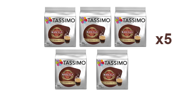 Chollo Pack x80 Cápsulas Café Espresso Marcilla para Tassimo por sólo 24,05€ (13% de descuento)