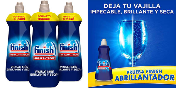 Chollo Pack x3 Botellas Finish abrillantador para lavavajillas de 800 ml por sólo 15,71€ (-35%) ¡Sólo 5,23€ cada una!