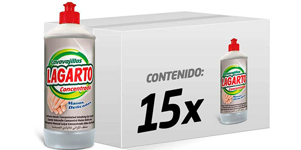 Chollo Pack x15 Lavavajillas Lagarto Concentrado Manos Delicadas de 750 ml por sólo 17,40€ (-34%) ¡1,16€ cada uno!