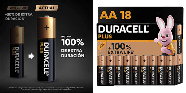 Chollo Pack x36 Pilas alcalinas Duracell Plus AA por sólo 21,57€ (21% de descuento)