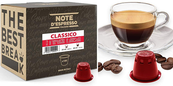 Chollo Pack de 100 cápsulas de café Note d’Espresso Classico compatibles con Nespresso por sólo 14,03€