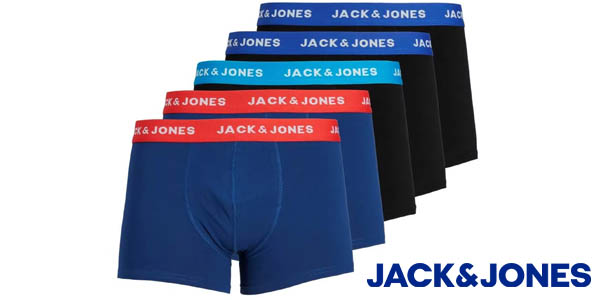 Chollo Pack x5 bóxer Jack & Jones Trunks para hombre por sólo 27,99€ (-30%)