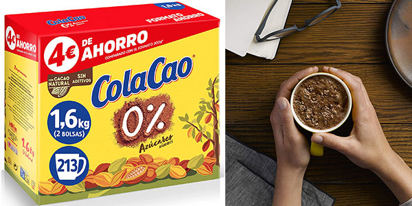 Chollo ColaCao 0% sin azúcares añadidos de 1,6 kg por sólo 11,39€ (-21%)