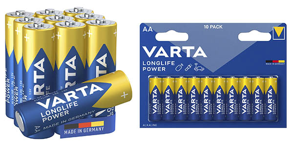 Chollo 10 pilas alcalinas Varta Longlife Power AA por 5,62€ (49% de descuento)