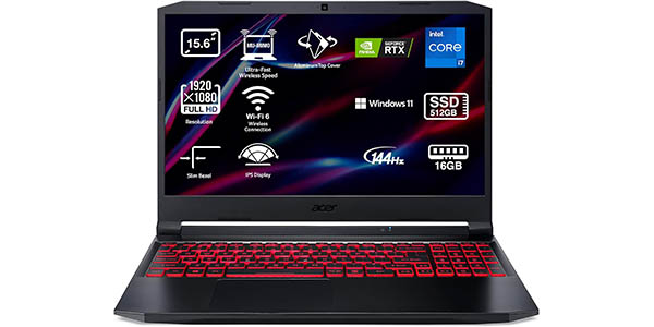 Chollo Portátil gaming Acer NITRO 5 AN515-57 de 15,6” FHD (i7-11800H, 16 GB, 512 GB SSD, RTX 3070) por sólo 999€ con envío gratis (-39%)