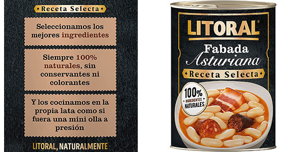 Chollo Pack x6 Fabada Asturiana Litoral Receta Selecta por sólo 23,11€ (-22%)