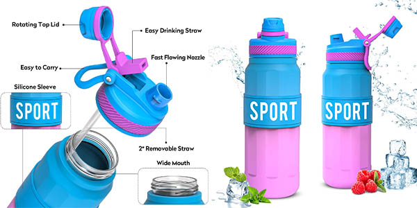 Chollo Botella de agua antifugas KollyKolla Sport de 1000 ml por sólo 5,97€ (40% de descuento)