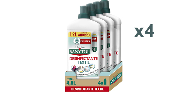 Chollo Pack x4 Desinfectante Sanytol Textil de 1.200 ml por sólo 17,96€ ¡Sólo 4,49€ cada uno!