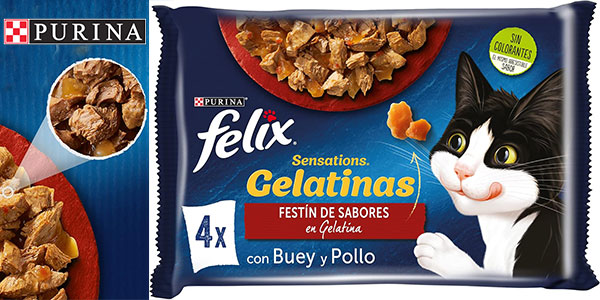 Chollo Pack de 48 sobres de comida húmeda Purina Felix de carne para gatos por sólo 15,60€ (-40%)