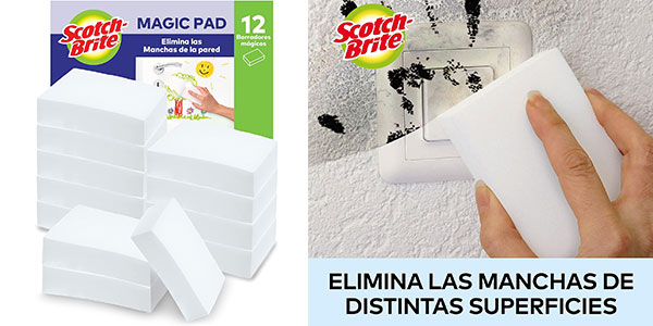 Chollo Pack de 12 esponjas mágicas de limpieza Scotch-Brite por sólo 7,99€ (-20%)