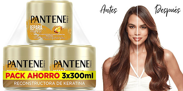 Chollo Pack x3 Mascarilla Pantene Pro-V Repara y Protege para pelo seco de 300 ml por sólo 9,57€ (-36%)